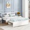 Wooden Platform Bed with Headboard and Wood Slat Support White